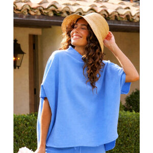 RARE New Frank & Eileen Pool Blue Capelet Triple Fleece OS